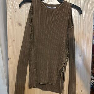 Zara cold shoulder ribbed lace up left side top